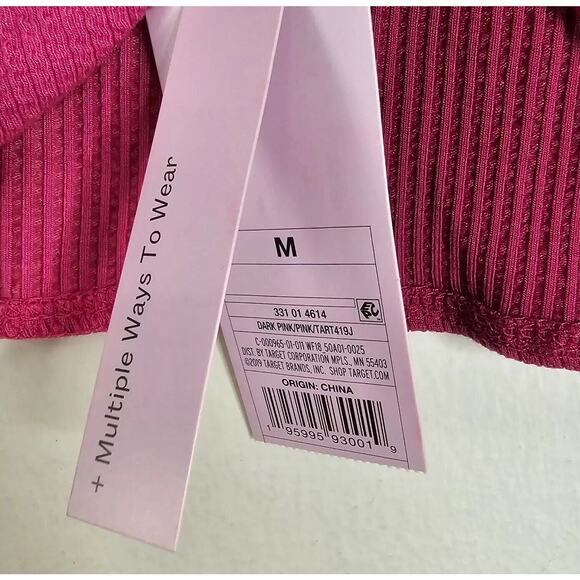 NWT Wild Fable Pink Color Block Front Ruched Bralette Crop Tank Top Medium - Picture 5 of 9